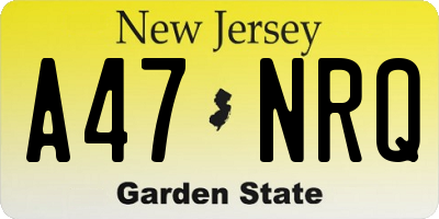 NJ license plate A47NRQ