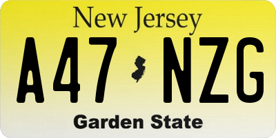 NJ license plate A47NZG