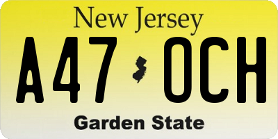 NJ license plate A47OCH