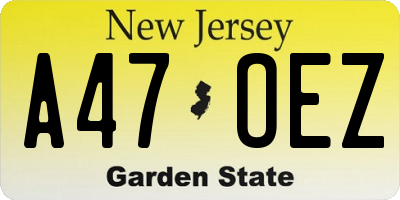 NJ license plate A47OEZ