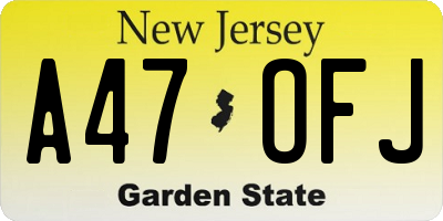NJ license plate A47OFJ