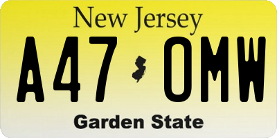 NJ license plate A47OMW