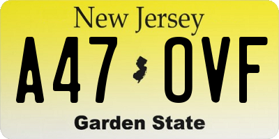 NJ license plate A47OVF