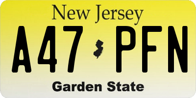 NJ license plate A47PFN