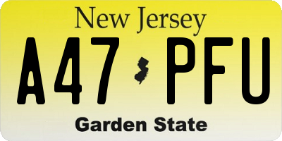 NJ license plate A47PFU
