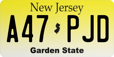 NJ license plate A47PJD