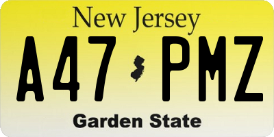 NJ license plate A47PMZ