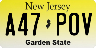 NJ license plate A47POV