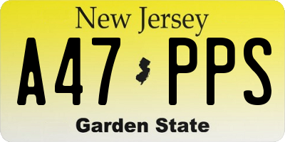 NJ license plate A47PPS