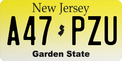 NJ license plate A47PZU