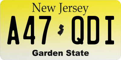 NJ license plate A47QDI