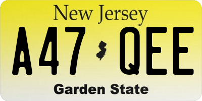 NJ license plate A47QEE