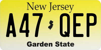 NJ license plate A47QEP