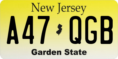 NJ license plate A47QGB