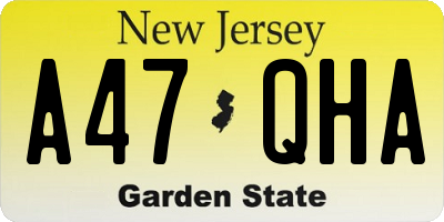 NJ license plate A47QHA