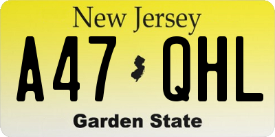 NJ license plate A47QHL