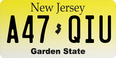 NJ license plate A47QIU