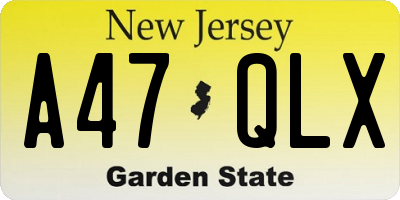 NJ license plate A47QLX