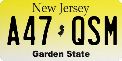 NJ license plate A47QSM