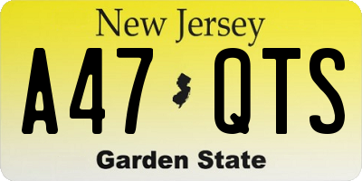 NJ license plate A47QTS