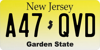 NJ license plate A47QVD