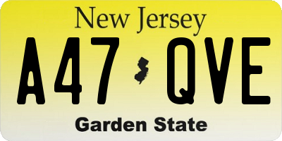 NJ license plate A47QVE