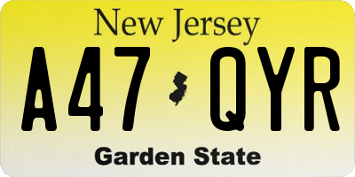 NJ license plate A47QYR