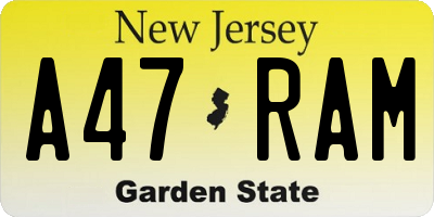 NJ license plate A47RAM