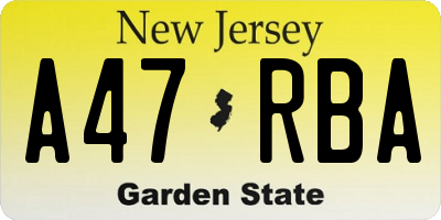NJ license plate A47RBA