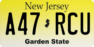NJ license plate A47RCU