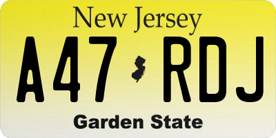 NJ license plate A47RDJ