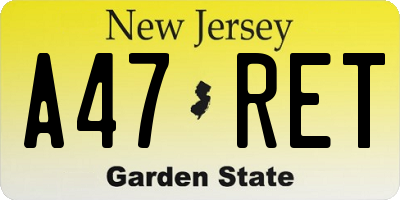 NJ license plate A47RET