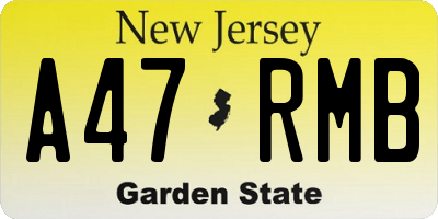 NJ license plate A47RMB