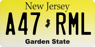 NJ license plate A47RML