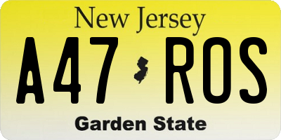 NJ license plate A47ROS