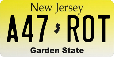NJ license plate A47ROT