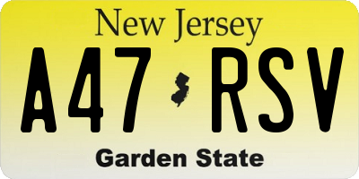NJ license plate A47RSV