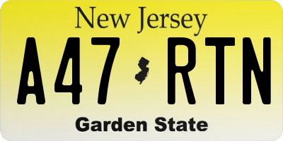 NJ license plate A47RTN