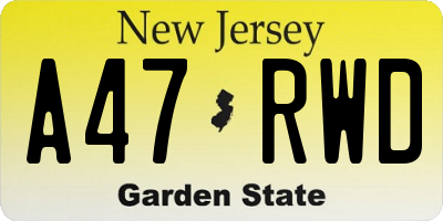 NJ license plate A47RWD
