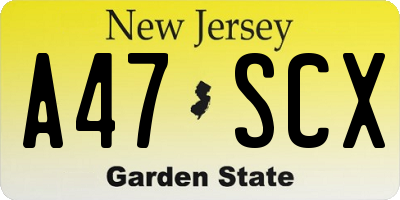 NJ license plate A47SCX
