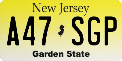 NJ license plate A47SGP