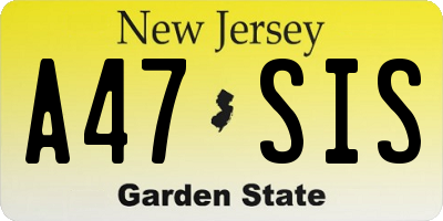 NJ license plate A47SIS