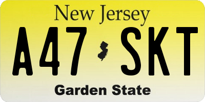 NJ license plate A47SKT