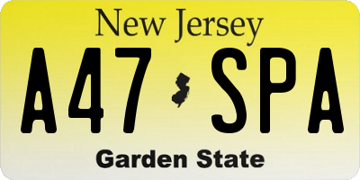 NJ license plate A47SPA