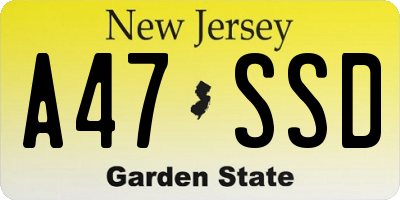 NJ license plate A47SSD