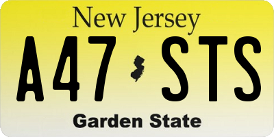 NJ license plate A47STS