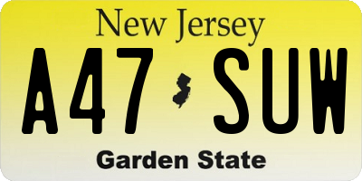 NJ license plate A47SUW