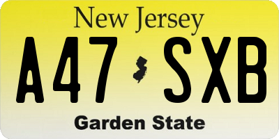 NJ license plate A47SXB