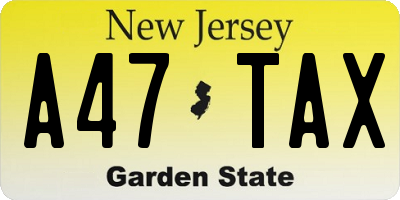 NJ license plate A47TAX