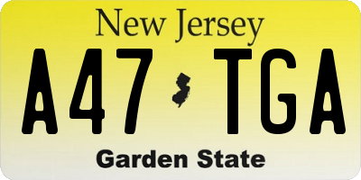 NJ license plate A47TGA